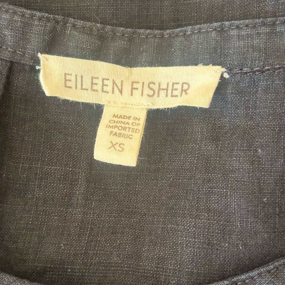 EILEEN FISHER Black Linen Button Up Tunic - Picture 6 of 7